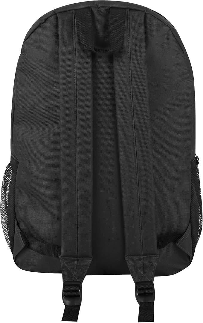 Trail maker Large School Backpacks with Mesh Side Pockets – Classic 19 Inch Solid Color Backpacks for Kids, Men, Women, Travel (Black & Yellow)