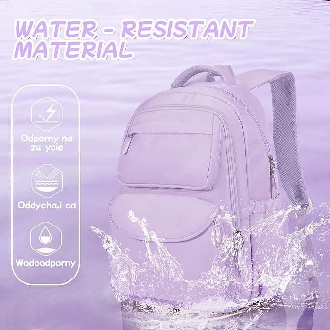 Cute Backpack For School Teens Girls, Aesthetic Kids Elementary School Backpacks, Waterproof Middle Students Bookbag, Large Capacity Backpack For College Women Men (Purple)