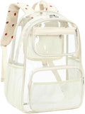 Bluboon Clear Backpack Heavy Duty Kids Boys Clear Bookbag See Through Backpacks with Pencil Case for College Work (Transparent Strawberry)