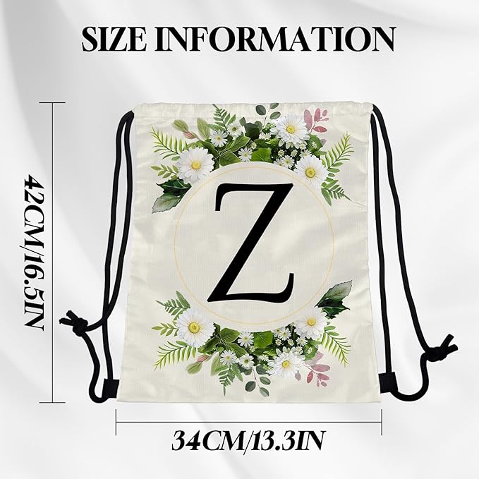 Initial Letter Drawstring Backpack String Sports Gym Bags Waterproof Sackpack Cute for Men Women Beach (13"×17") (Letter-Z)
