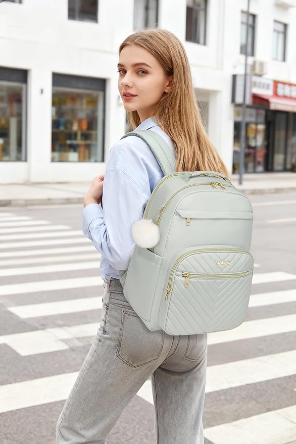 Laptop Backpack Women Bookbag, Teen Girls Backpack for Middle High School College Students, Teacher Work Bag Back Pack Travel, Green