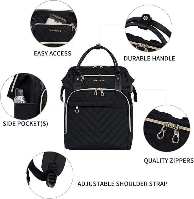KROSER Laptop Backpack 17" Stylish Backpack Water Repellent College Casual Daypack with USB Port Travel Business Work Bag for Men/Women-Quilted | Water Repellent, College, Casual Daypack, USB Port, Travel, Business