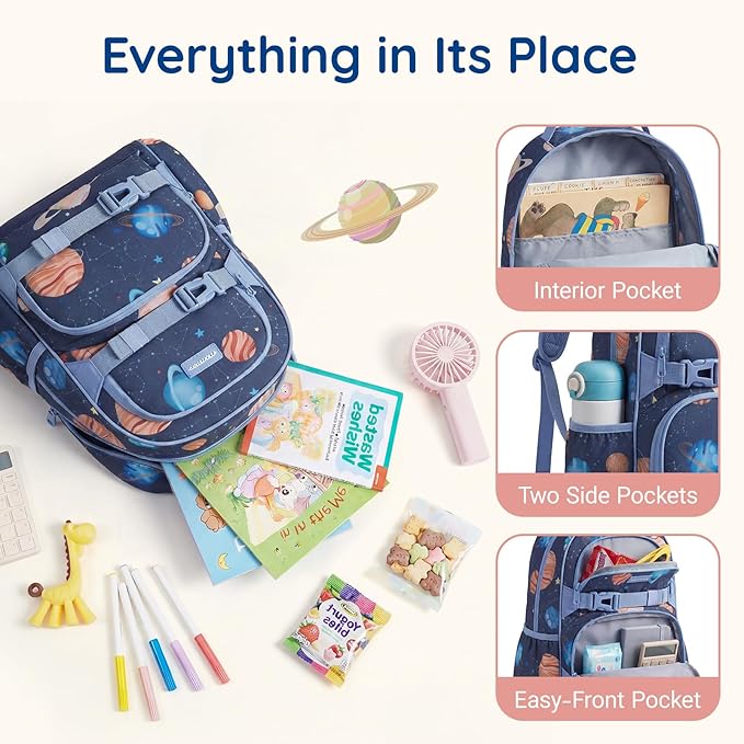 mommore Kids Backpack for Boys 4-8 with Lunch Box Elementary Kindergarten Preschool School Backpack 15'' Fit Folders Bottles, Green Dinosaur