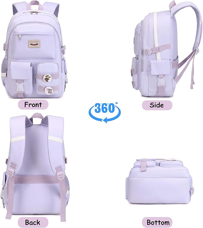 Makukke School Backpacks for Teen Girls - Laptop Backpacks 15.6 Inch College Cute Bookbag Anti Theft Women Casual Daypack,Purple Backpack