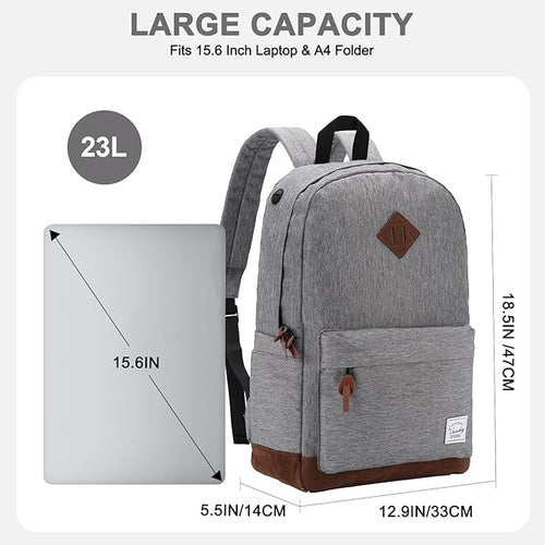 Backpack for Men Women,VASCHY Classic Water-resistant Lightweight Travel School Backpack Casual Daypack