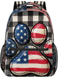 Pardick Paw USA Flag Backpack for Kids Girls Boys Lightweight School College Students 18in Bookbag Large Capacity Computer Backpacks Laptop Rucksack Travel Gym Hiking Camping Daypack