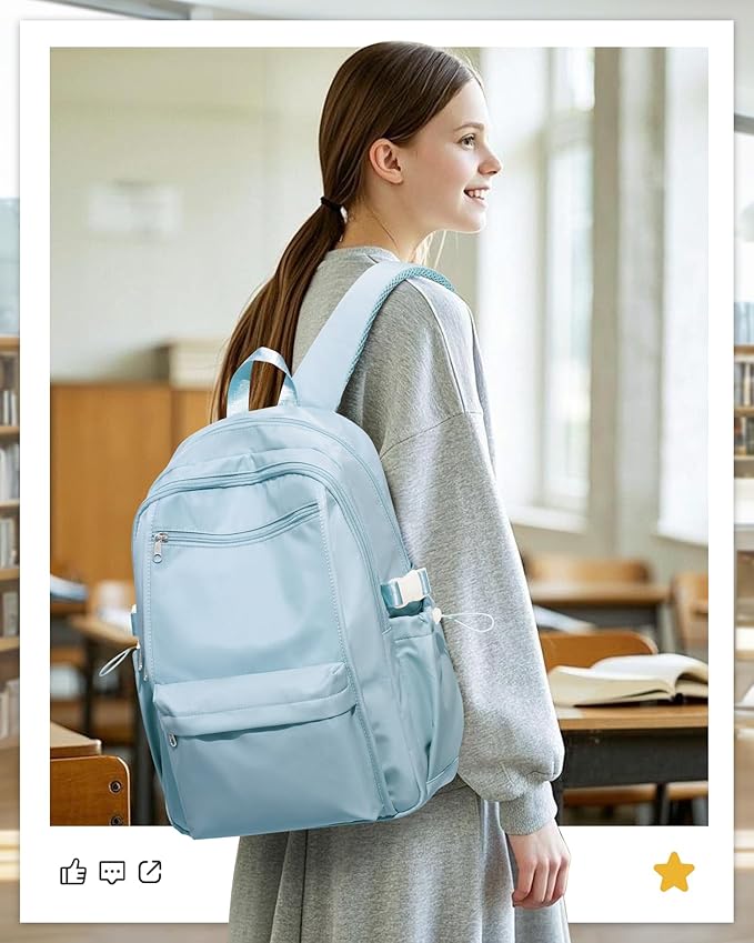School Backpack for Teen Girls Lightweight College Backpack Women Travel Backpacks Waterproof High School Bookbag for Men Classic Casual Daypacks(Blue)
