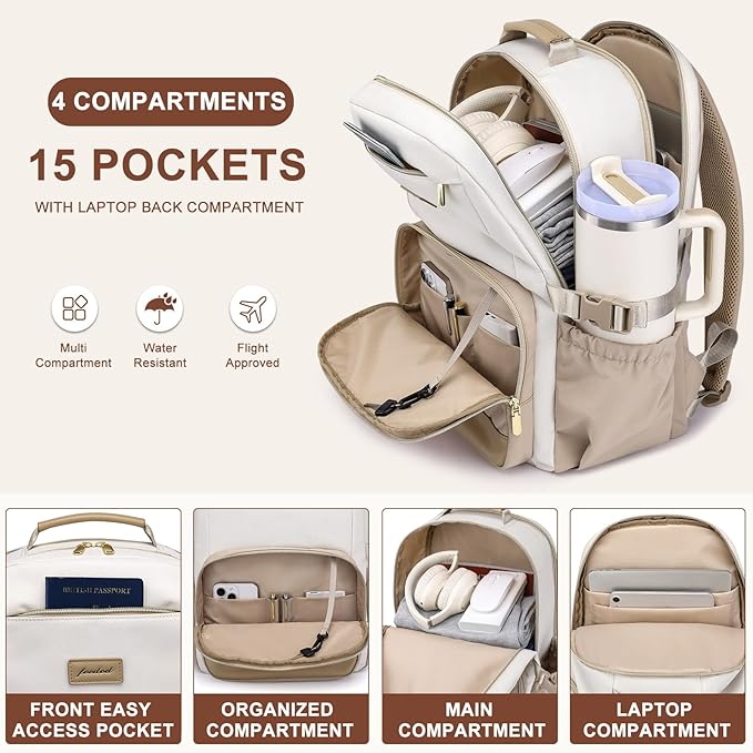 Laptop Backpack for Women Bookbag: 17 inch Work Backpacks with Pouch Pocket for Large Capacity Cup & USB Charger College Book Bag Travel Business Nurse Teacher Bookbags Anti-theft Back Pack