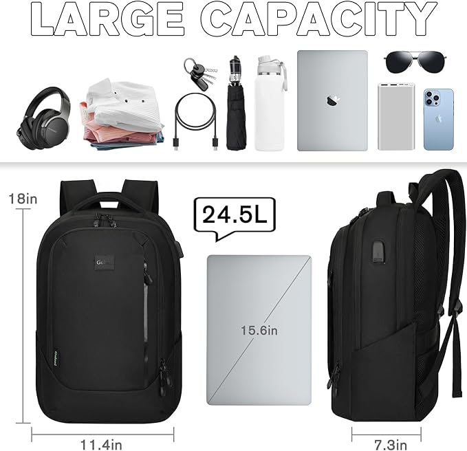 Goloni Multi-functional Travel Backpack, Large Capacity for Men Women Waterproof Business Work Bag, College Laptop Backpack with USB Charging Port, Suitable for 17-inch Computers