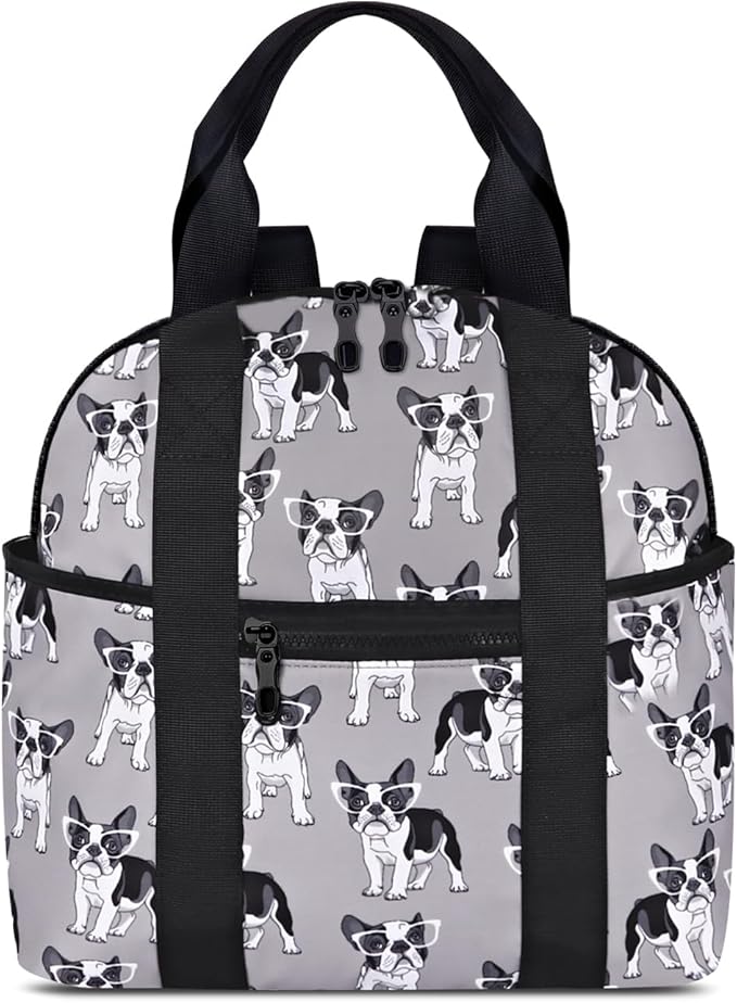 Women’s Backpack Purse Medium Size with Trolley Sleeve, Adjustable Strap/Top Handle, Water Resistant Travel Daypack, Gray Dog