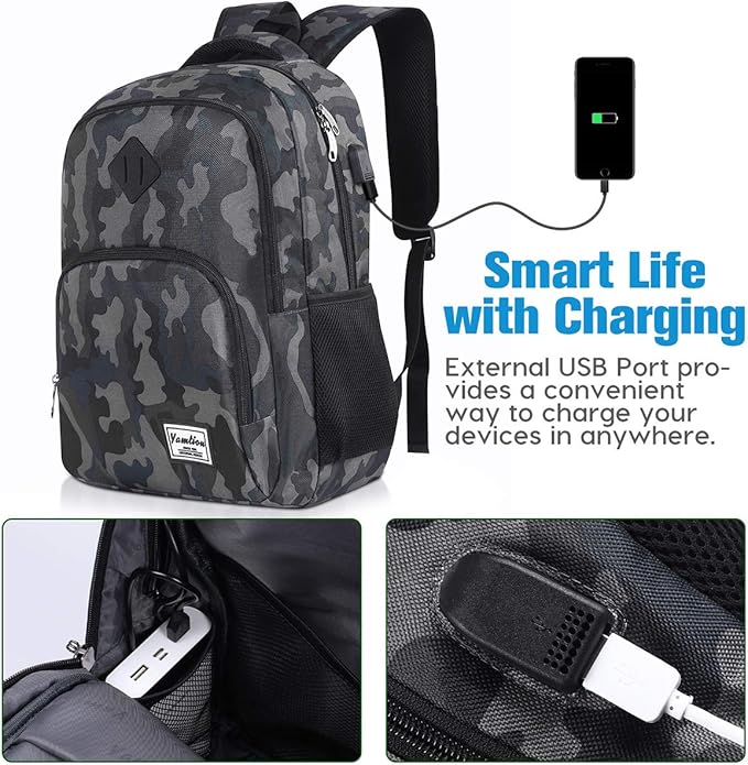YAMTION 17.3 Inch Backpack Teenager Boy Man School Bag Computer School Business Leisure College School School Work University Travel School