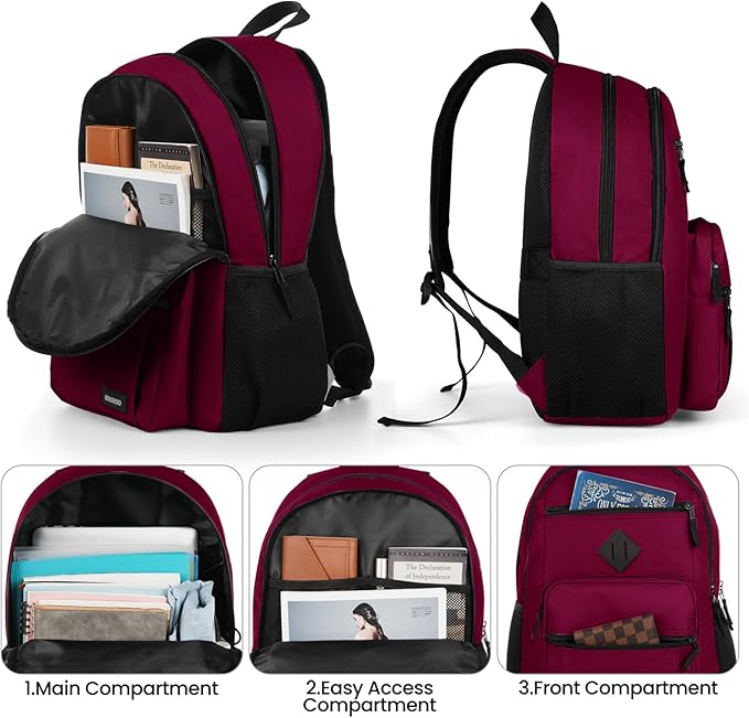 BIKROD Backpack for Girls Women, School Backpack for Teen Boys, Lightweight Casual High School Bookbag, Daily-use Travel Laptop Backpack Fits 15.6 Inch Notebook