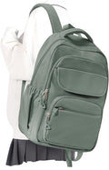 Cute School Backpack for Teens Girls Boys Waterproof School Bag Basic Backpack for College Students Multi Pocket Backpack Lightweight Casual Daypack Backpacks for Women Men（Green）