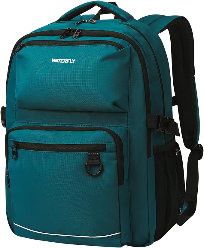 WATERFLY Travel Laptop School Backpack: Big Student College Middle School Bookbag for Women Men, Work Casual Daypack with 15.6" Computer Compartment, Anti Theft Water Resistant Commuter Bag