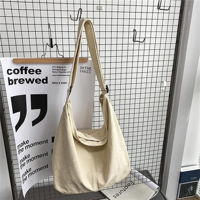 GAXOS Aesthetic Cute Messenger Bag for School Vintage Black Canvas Crossbody for Women Shoulder Laptop Bag