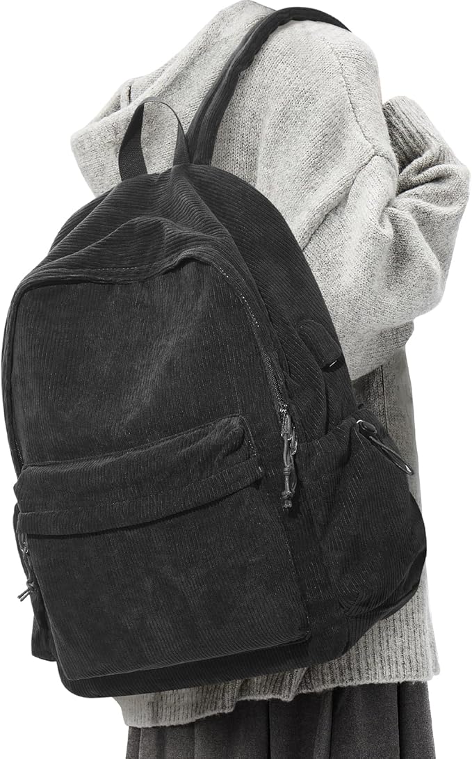 Classic Black Backpacks For School Teens Girls Boys, Lightweight Casual Daypacks Middle Students Backpck, Cute High School Bookbag, Simple College Backpack for Women Men
