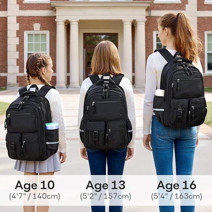 mibasies School Backpack for Teen Girls: 17.9 IN Backpack for Women with Laptop Compartment for Middle High Elementary School College Travel- Kids Bookbag Light Purple
