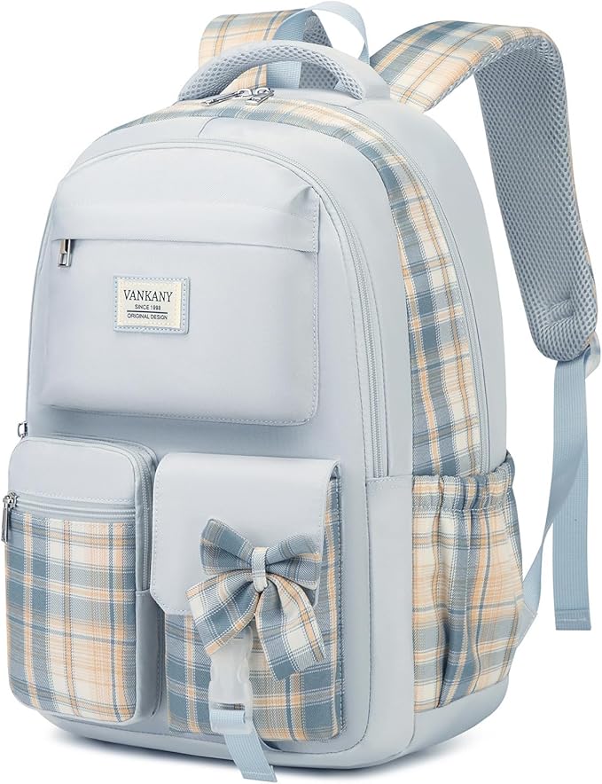 School Backpack for Teen Girls, Cute Bookbag Laptop Bag for Middle School Highschool College Women, Student Backpack Morral Escolar Niña (Blue)