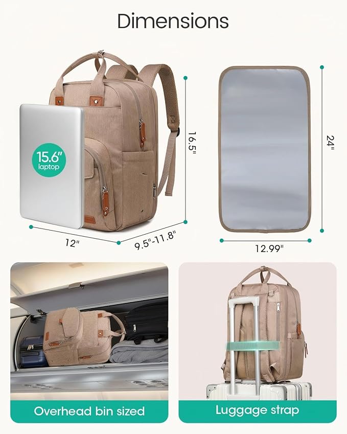 Extra Large Diaper Bag Backpack for Two Kids Twins - Expandable Baby Bag (26-36L), Dual Big Compartments - Includes Changing Pad & Stroller Straps, Unisex Premium Khaki