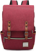UGRACE Vintage Laptop Backpack with USB Charging Port, Elegant Water Resistant Travelling Backpack Casual Daypacks College Shoulder Bag for Men Women, Fits up to 15.6Inch Laptop in Red