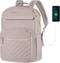 VANKEAN 17.3 Inch Laptop Backpack for Women Work Laptop Bag Fashion with USB Port, Waterproof Backpacks Stylish Travel Bags Casual Daypacks for College, Business, Light Dusty Pink