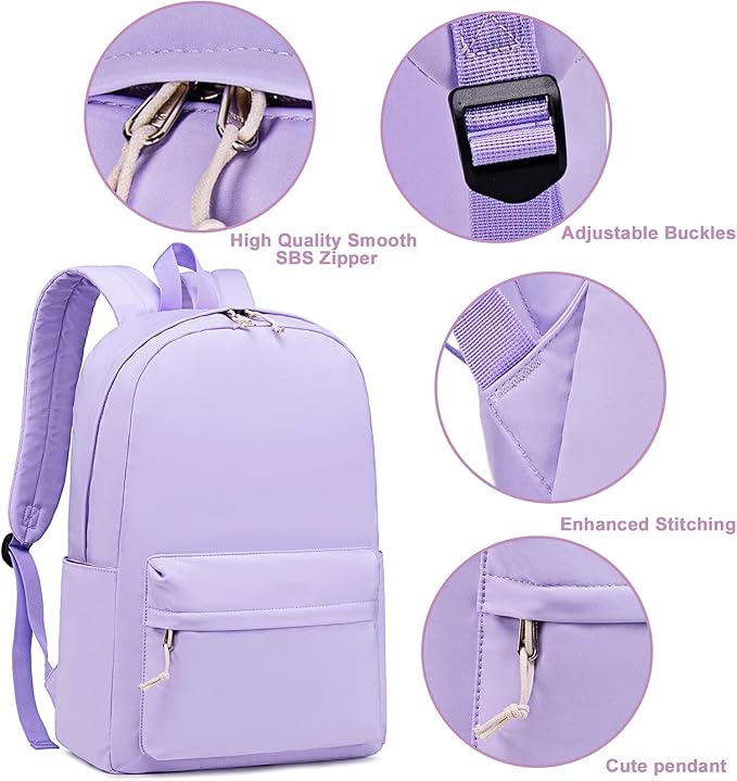 School Backpack for Teen Girls Women Laptop Backpack College Bookbags Middle School Travel Work Commuter Back Pack（Lavender）