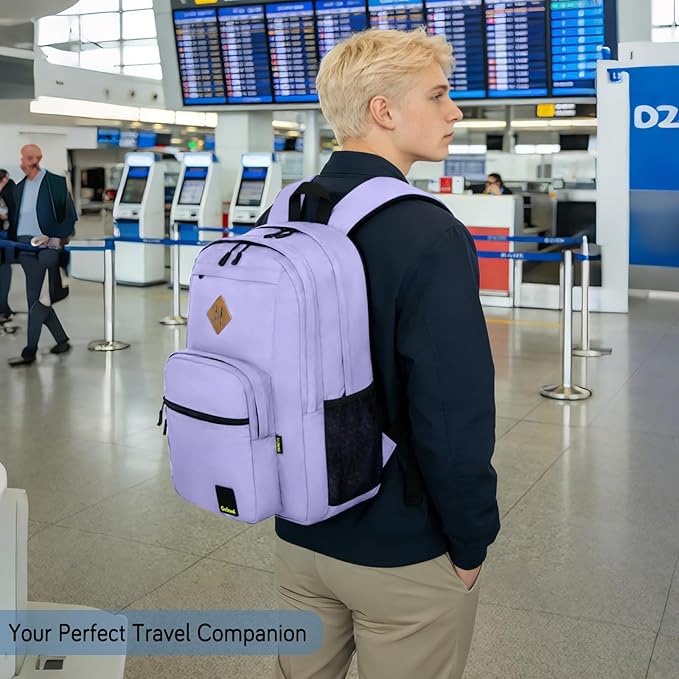 Goloni Lightweight Laptop Backpack 1.1Lbs, 36L Wear-Resistant Water Resistant Backpack with Laptop Compartment for Men Women, College Work Travel Bookbag,Light Purple