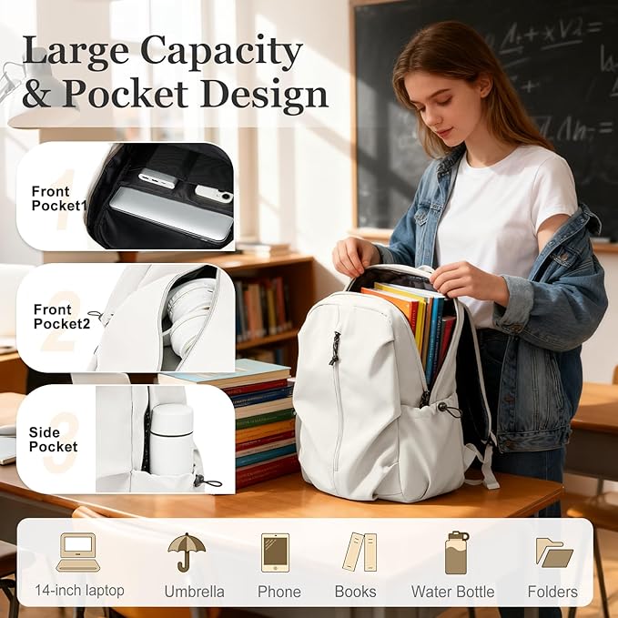 weradar Aesthetic College Backpack For Women Men,Fashion Student Bookbag,Classic High School Backpack For Teens
