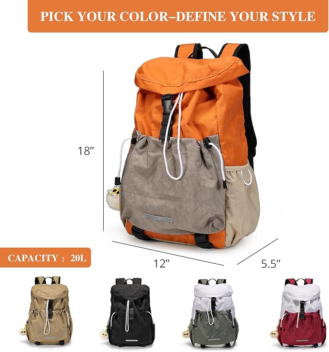Drawstring Backpack for Teen Girls Boys, Work College Travel 17 Inch Laptop Backpack, Cute Back to School Bookbag, Casual Daypack for Middle High School University Daily Use Gym