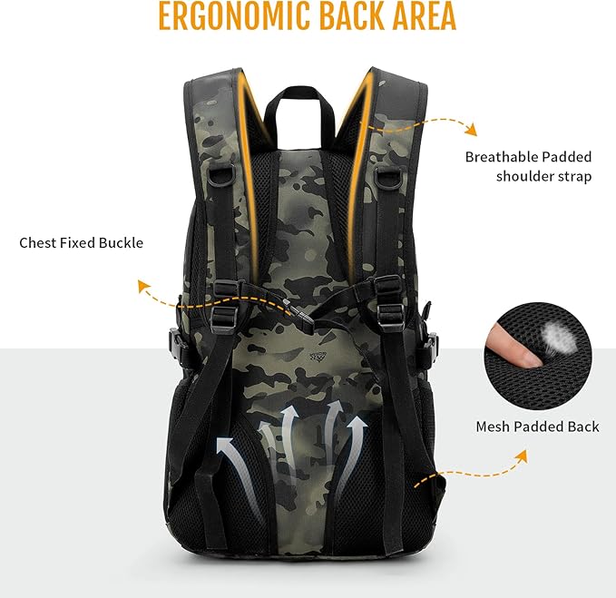 HUNTVP 10L/20L/30L Tactical Backpack Military MOLLE Backpack Rucksack Gear Tactical Assault Pack for Hunting Camping Trekking (30L-Camo)