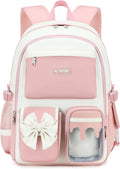Laptop Backpack 16 Inch Kids Elementary Middle High School Bag College Backpacks Women Work Business Back Pack Travel Rucksack Large Bowknot Bookbag for Teens Girls Womens Students (Pink)
