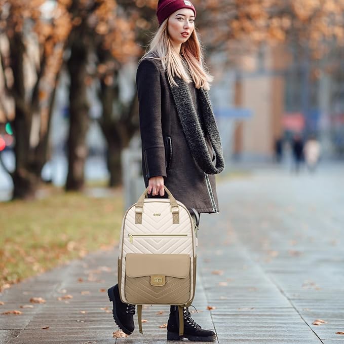 Girls Backpack,Travel Laptop Back Pack,Aesthetic School Bag for Women,Large Bookbag for College Student,Mochila Escolar para Niñas,Khaki Beige