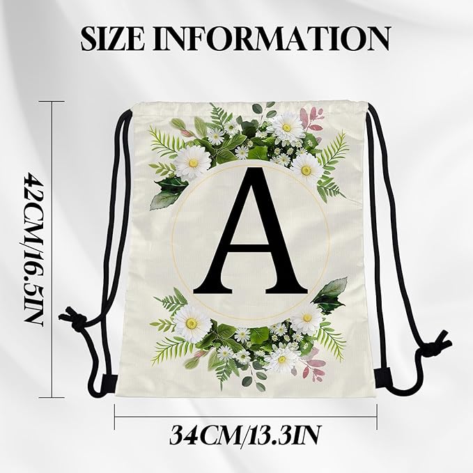 Initial Letter Drawstring Backpack String Sports Gym Bags Waterproof Sackpack Cute for Men Women Beach (13"×17") (Letter-A)