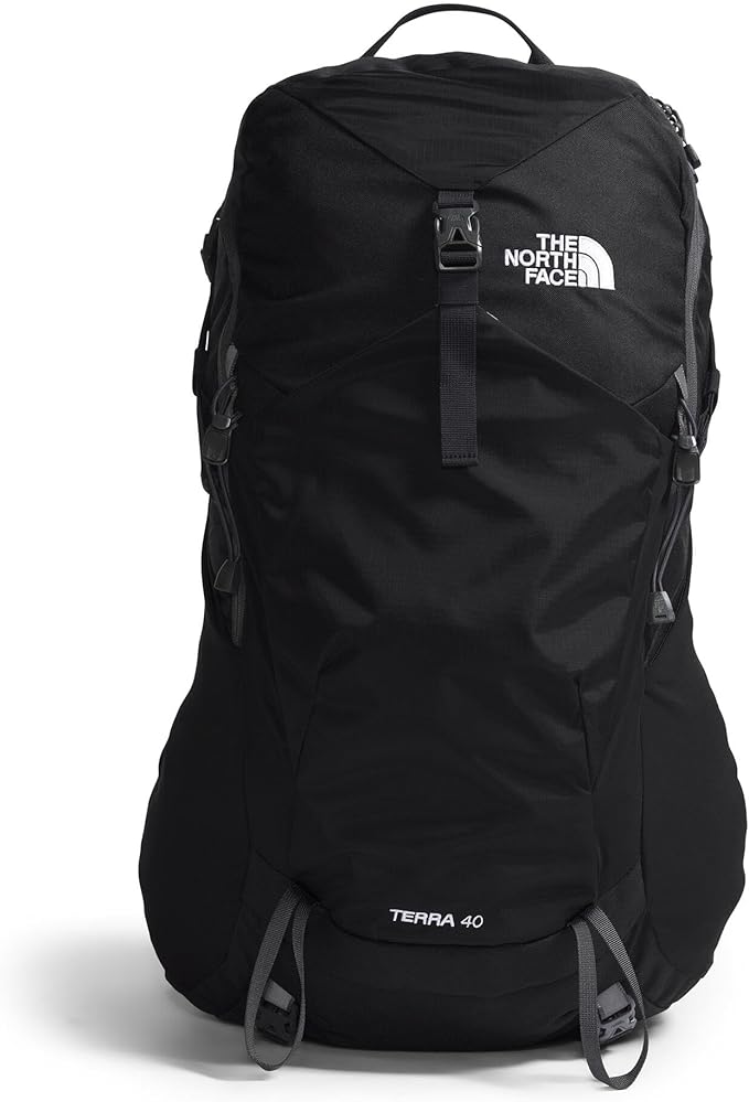 The North Face Terra 40 Backpack - Unisex Hiking Pack, Padded Hipbelt, Pole & Ice Axe Attachments, Hydration Sleeve, TNF Black/Asphalt Grey-NPF, Small/Medium