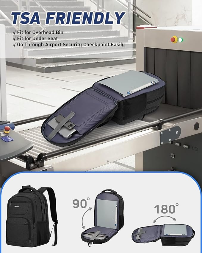 Laptop Backpack for Men, School Bookbag Gift for Teens Boys Student High School,College Computer Bag Business Anti Theft Sturdy Back Pack with USB Charger Fits 15.6 Inch Notebook, Black