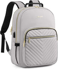 LOVEVOOK Laptop Backpack Purse for Women, Work Travel Computer Bags, College School Backpack for Student Girl, Quilted Casual Daypack with USB Port, Fit 15.6 Inch Laptop, Grey