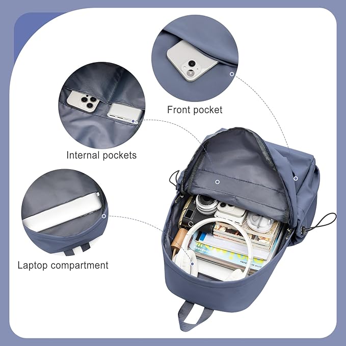 coofay Backpacks For School Bag School Backpack For College Backpacks Bookbag For Women Waterproof Gym Backpack For Men Book Bags Small Simple Backpack Purplish Blue