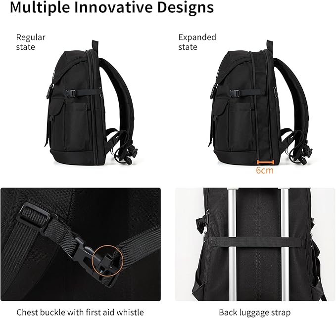 aji Travel Laptop Backpack for Men Women, Large School BackpackFit 17 Inch Laptop, Carry on Backpack for Airplanes, Water Resistant & Comfortable College Computer Backpack(Obsidian Black)