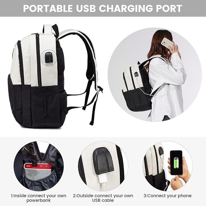 LOVEVOOK School Backpack for Women Men Classic Backpack with 15.6" Laptop Compartment Lightweight Bookbag for College Work High School