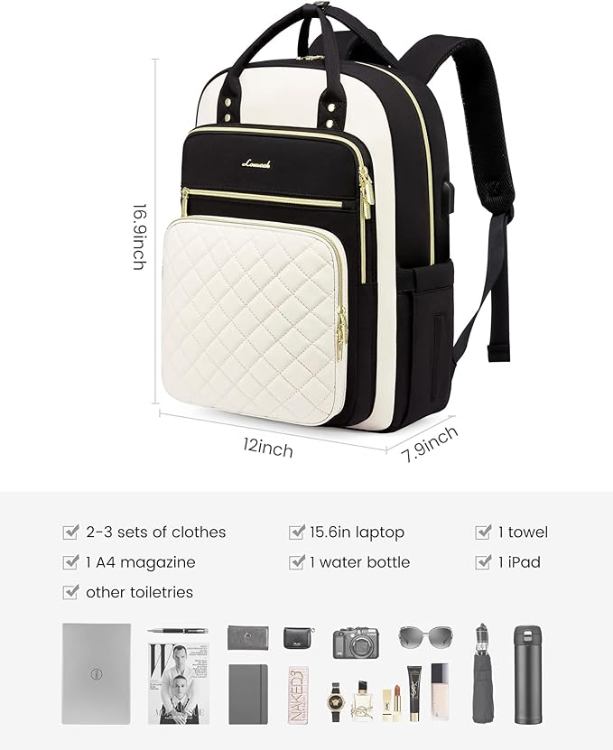 LOVEVOOK Laptop Backpack for Women, Fashion Travel Work Commuter Backpack Purse with USB Port, Lightweight Casual Daypacks, Nurse Teacher College Computer Bag, Fit 15.6" Laptop