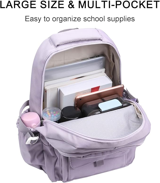 Phaoullzon Girls School Backpack for Boys, College Aesthetic Laptop Bookbag for Travel,Purple