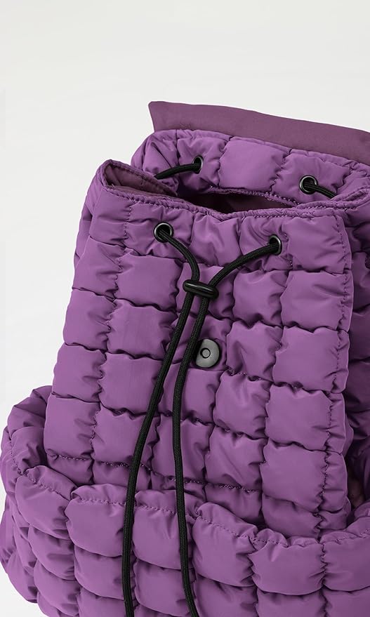 ODODOS Quilted Backpack 2.0 for Women Lightweight Puffer Hiker Pack Drawstring Padding Travel Gym Bag, Deep Purple