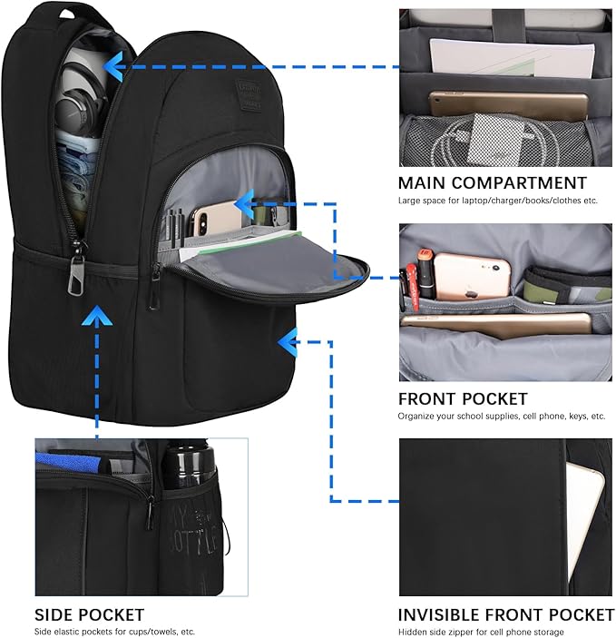 LARIPOP Travel Laptop Backpack,15.6 Inch Business Laptop backpack for Men Women with USB Charging Port,Water-Resistant Laptopack Weekender Daypack for Work College Computer | Water-Resistant