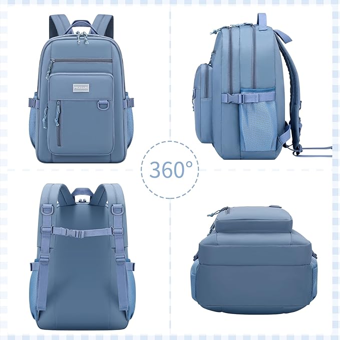 Kids Backpack for School Cute Aesthetic Blue Backpack Girls Student Bookbag Women Travel Lightweight Book Bag