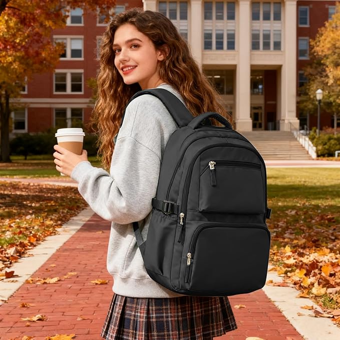 Black Backpack for Women School Backpack with Laptop Compartment Gym Bag for Men Travel Laptop Backpacks for College Students School Bag Bookbag College Backpacks for Women Men