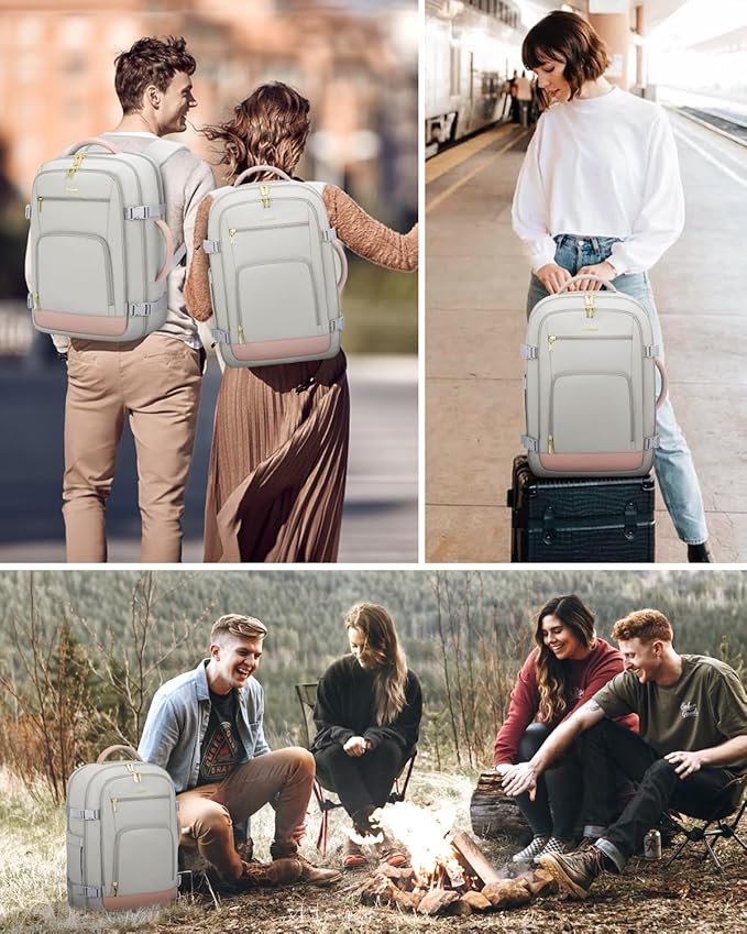 LOVEVOOK Travel Backpack For Women Flight Approved, 40L Carry On Backpack, Personal Item Travel Bag for Airplanes, Business Weekender Fit 17 Inch Laptop, Waterproof Overnight Daypack with 2 Cubes