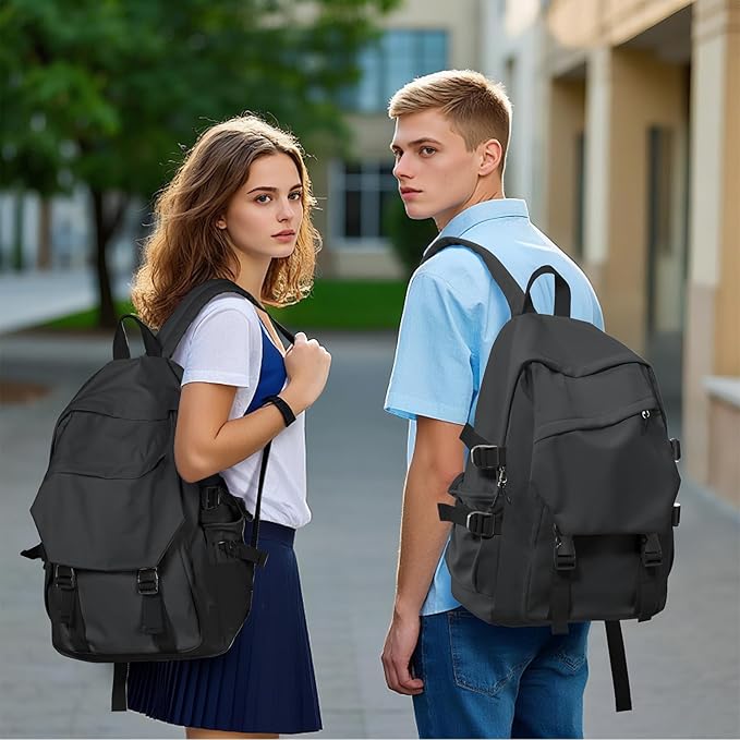 Casual Daypack Large upgraded version College Laptop Backpack for Men Women Water Resistant Lightweight School Bag Travel Rucksack for Sports High School Middle Bookbag for girls Size L(Dark grey)