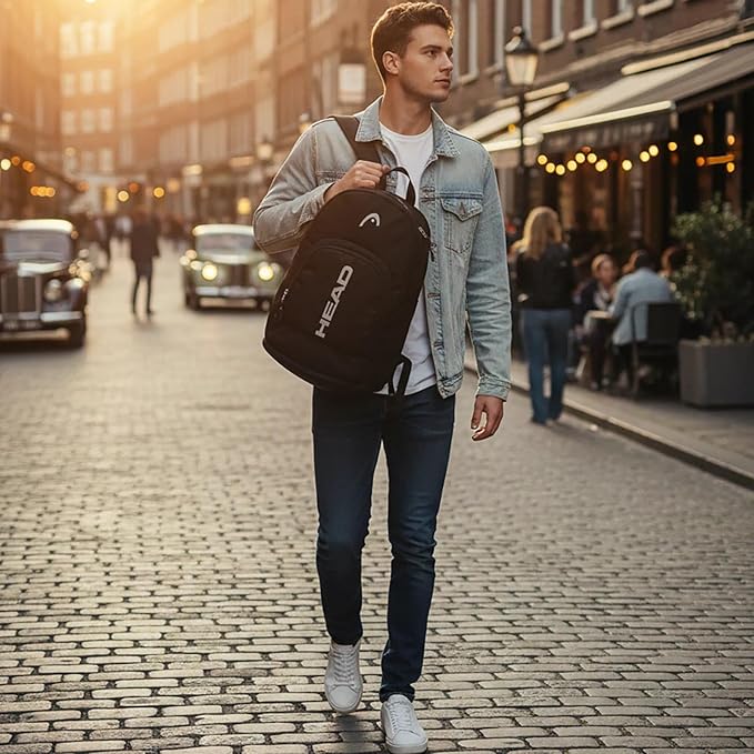 HEAD Waterproof Travel Backpack for Men, Lightweight 15.6 Inch Laptop Backpack with Shoes Compartment, Casual Daypack College Backpacks with 8 Pockets for Overnight/Sports Gym/Work/Fitness