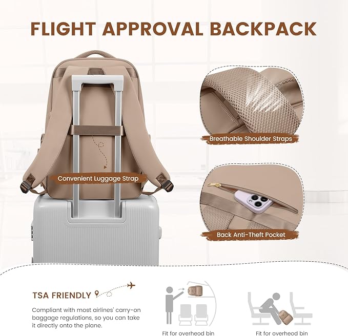 Lunch Backpack 16 Inch Laptop Backpack with Insulated Cooler Lunch Box Food Bag for College Work Camping Picnics (Champagne)
