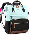 Laptop Backpack for Womem Work Bags: 15.6 Inch Travel BackPacks With USB Charging Port Durable Back Pack Anti Theft Fashion College BookBag Purse Bussiness Daypack for Nurse Teacher Light Blue Black